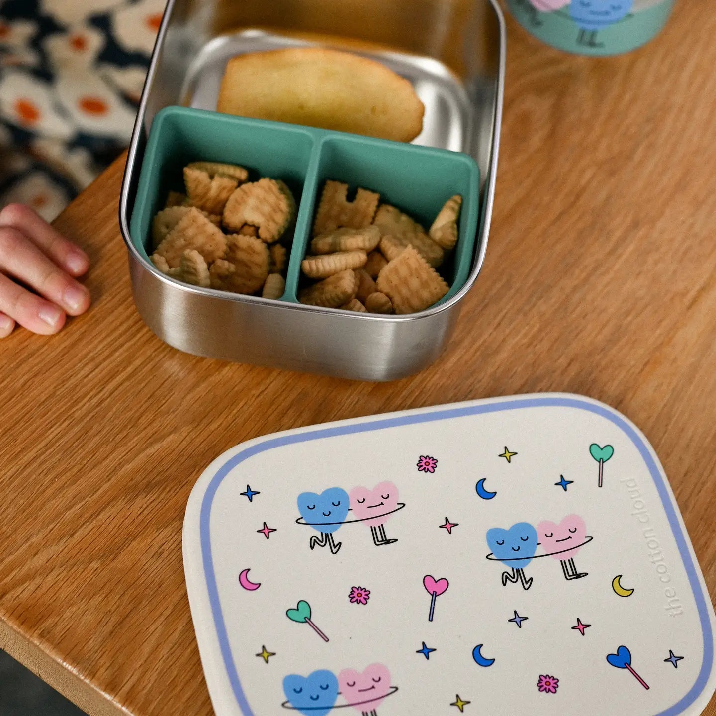 Lunchbox van roestvrij staal en siliconen Dancing hearts - The Cotton Cloud