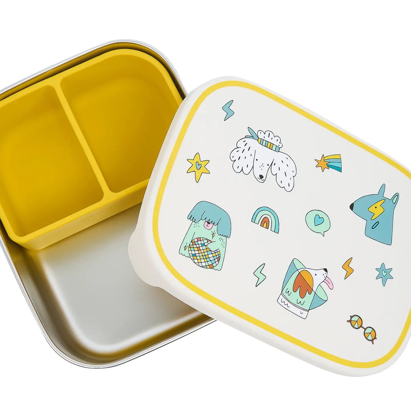 Lunchbox van roestvrij staal en siliconen Funky dogs - The Cotton Cloud