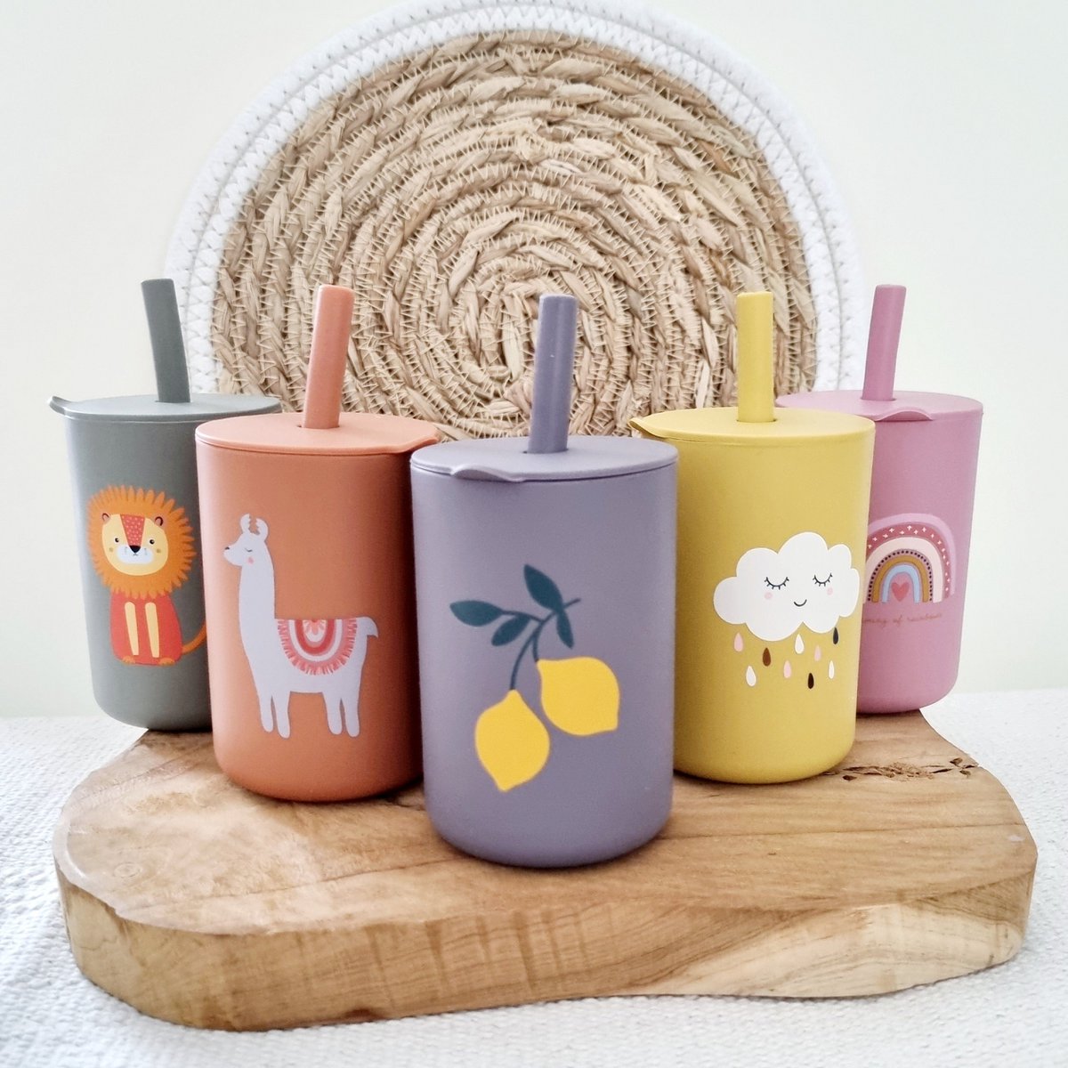 Siliconen drinkbeker met rietje Pruim - Rammelaartje
