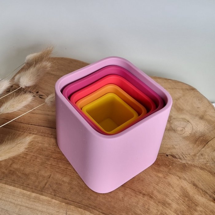Siliconen stapeltoren bakjes Roze - Rammelaartje